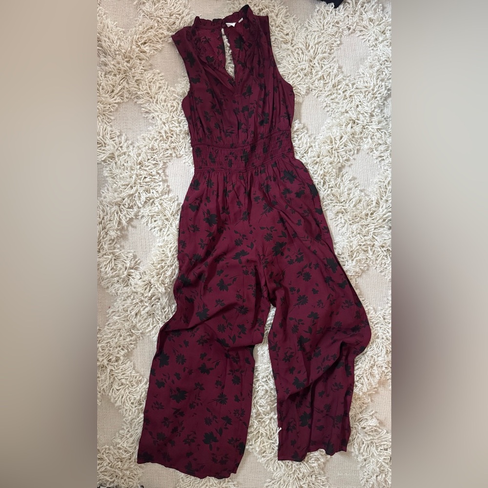 GAP Maroon Floral Print Jumpsuit